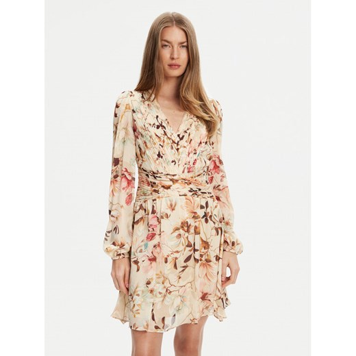 Guess Sukienka koktajlowa W5YK20 WDW82 Beżowy Regular Fit ze sklepu MODIVO w kategorii Sukienki - zdjęcie 184158483