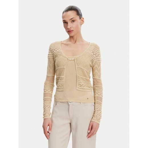Guess Kardigan W5GR15 Z3E22 Beżowy Regular Fit ze sklepu MODIVO w kategorii Swetry damskie - zdjęcie 184158604