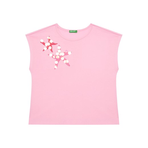 United Colors Of Benetton T-Shirt 3I1XC10P0 Różowy Regular Fit ze sklepu MODIVO w kategorii Bluzki dziewczęce - zdjęcie 184158653