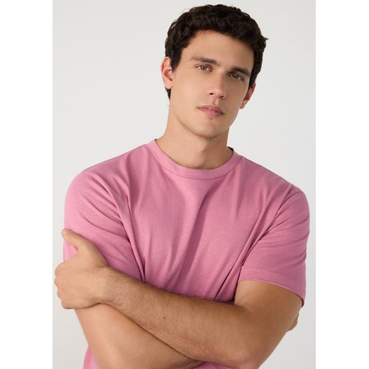Reserved - T-shirt regular fit z lnem - brudny róż ze sklepu Reserved w kategorii T-shirty męskie - zdjęcie 184160024