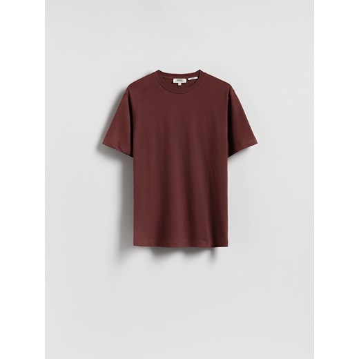 Reserved - T-shirt regular fit z lnem - mahoniowy Reserved M Reserved