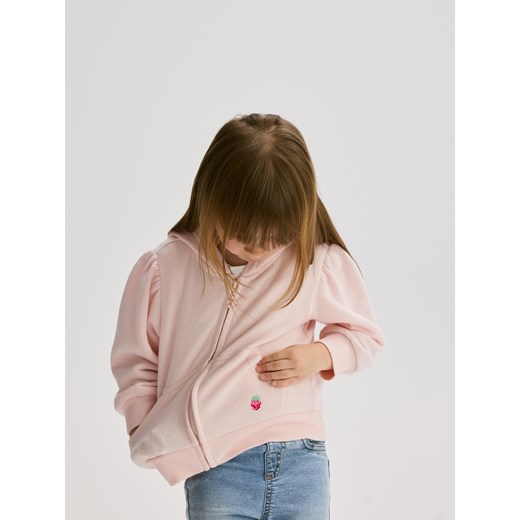 Reserved - Bawełniana bluza z haftem - pastelowy róż ze sklepu Reserved w kategorii Bluzy dziewczęce - zdjęcie 184160104
