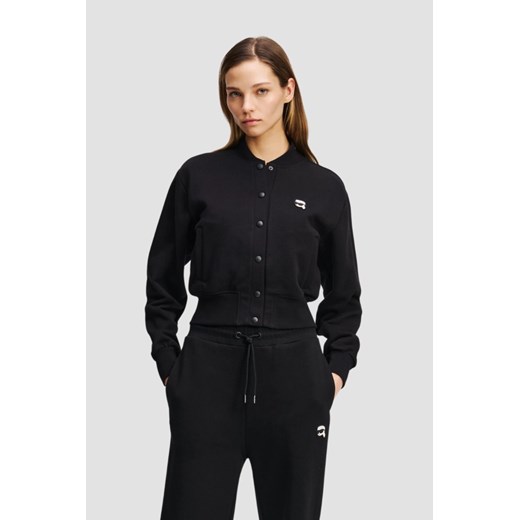 KARL LAGERFELD Сzarny damski bomber Ikon Patch Buttons, Rozmiar S ze sklepu outfit.pl w kategorii Bluzy damskie - zdjęcie 184161084