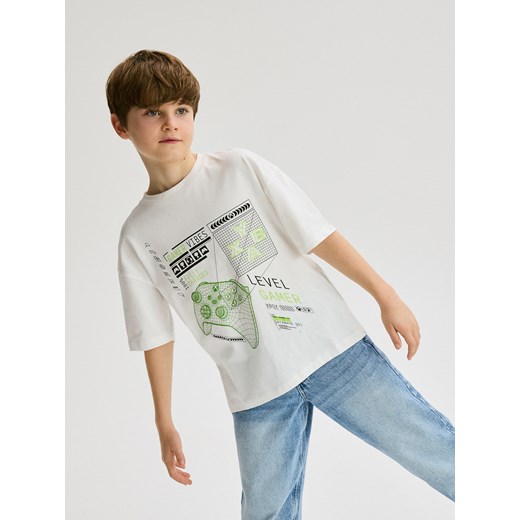 Reserved - Bawełniany t-shirt Xbox - złamana biel ze sklepu Reserved w kategorii T-shirty chłopięce - zdjęcie 184161881