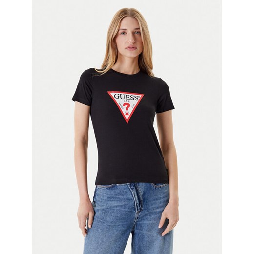 Guess Jeans T-Shirt W4YI04 J1314 Czarny Slim Fit ze sklepu MODIVO w kategorii Bluzki damskie - zdjęcie 184162864
