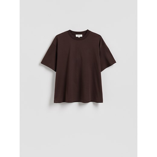 Reserved - Bawełniany t-shirt oversize - ciemnobrązowy ze sklepu Reserved w kategorii Bluzki damskie - zdjęcie 184163724