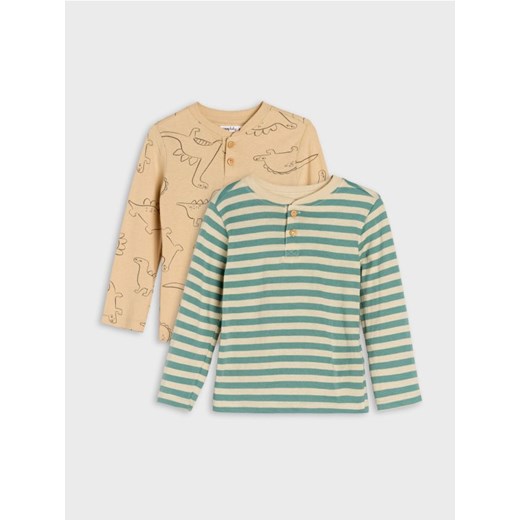 Sinsay - Koszulki z długimi rękawami 2 pack - beżowy ze sklepu Sinsay w kategorii T-shirty chłopięce - zdjęcie 184164474