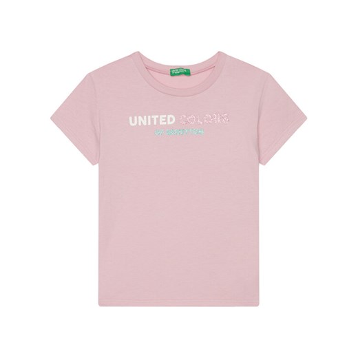 United Colors Of Benetton T-Shirt 3I1XC10MZ Różowy Regular Fit ze sklepu MODIVO w kategorii Bluzki dziewczęce - zdjęcie 184164970