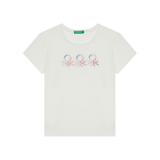 United Colors Of Benetton T-Shirt 3I1XC10MZ Biały Regular Fit ze sklepu MODIVO w kategorii Bluzki dziewczęce - zdjęcie 184164972