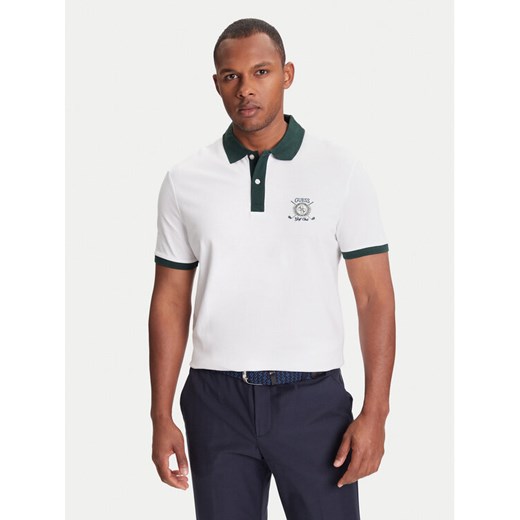 Guess Polo M5YP03 KCJV1 Biały Regular Fit ze sklepu MODIVO w kategorii T-shirty męskie - zdjęcie 184165043
