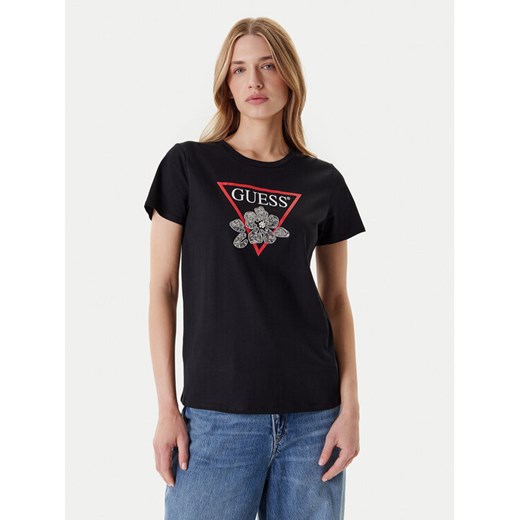 Guess T-Shirt W5YI38 I3Z14 Czarny Regular Fit ze sklepu MODIVO w kategorii Bluzki damskie - zdjęcie 184165052