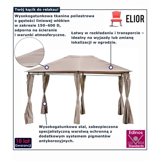 Beżowy pawilon ogrodowy z bocznymi ściankami Cosy Elior One Size Edinos.pl