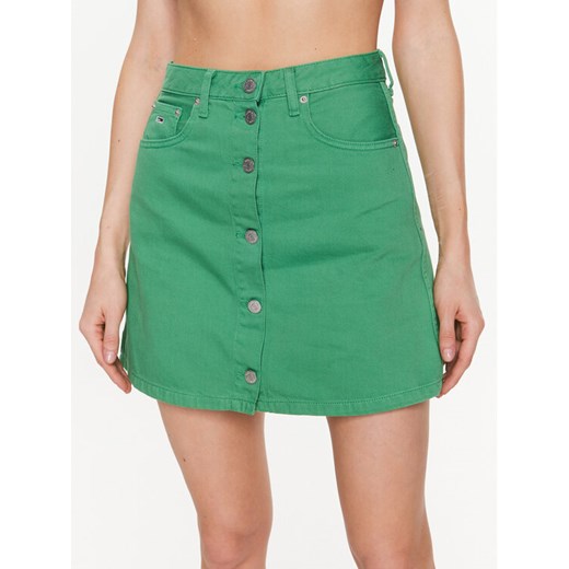 Tommy Jeans Spódnica trapezowa A-Line DW0DW15663 Zielony Regular Fit ze sklepu MODIVO w kategorii Spódnice - zdjęcie 184167470