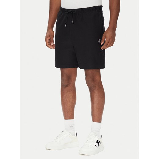 Calvin Klein Jeans Szorty sportowe Premium Terry LV04RC280G Czarny Regular Fit ze sklepu MODIVO w kategorii Spodenki męskie - zdjęcie 184167523