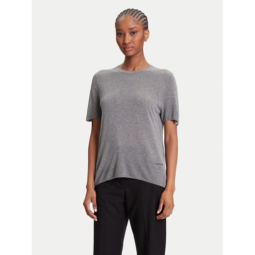 Calvin Klein Sweter LV044A307G Szary Regular Fit ze sklepu MODIVO w kategorii Swetry damskie - zdjęcie 184167524