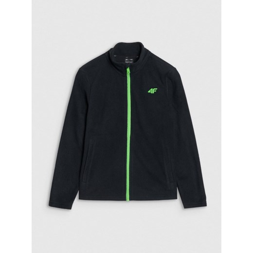 Chłopięcy polar rozpinany bez kaptura 4F 4FJWSS25TFLEM387 - czarny ze sklepu Sportstylestory.com w kategorii Bluzy chłopięce - zdjęcie 184169264