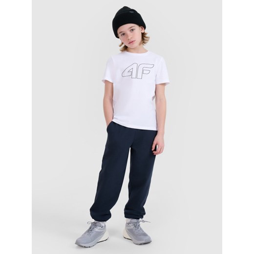 Chłopięcy t-shirt z nadrukiem 4F 4FJWSS25TTSHM2179 - biały ze sklepu Sportstylestory.com w kategorii T-shirty chłopięce - zdjęcie 184169302