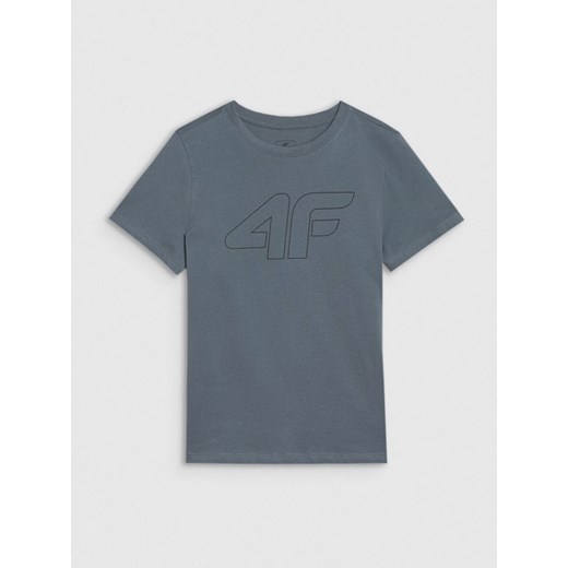 Chłopięcy t-shirt z nadrukiem 4F 4FJWSS25TTSHM2179 - niebieski ze sklepu Sportstylestory.com w kategorii T-shirty chłopięce - zdjęcie 184169321