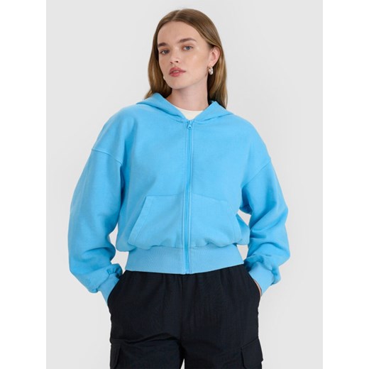 Damska bluza dresowa rozpinana z kapturem 4F 4FRSS25TSWSF2195 - niebieska ze sklepu Sportstylestory.com w kategorii Bluzy damskie - zdjęcie 184169400
