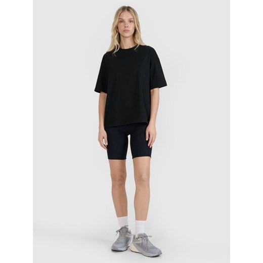 Damski t-shirt oversize bez nadruku 4F 4FRSS25TTSHF2692 - czarny ze sklepu Sportstylestory.com w kategorii Bluzki damskie - zdjęcie 184169454