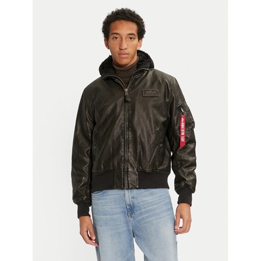 Alpha Industries Kurtka z imitacji skóry 123106 Czarny Regular Fit ze sklepu MODIVO w kategorii Kurtki męskie - zdjęcie 184169662