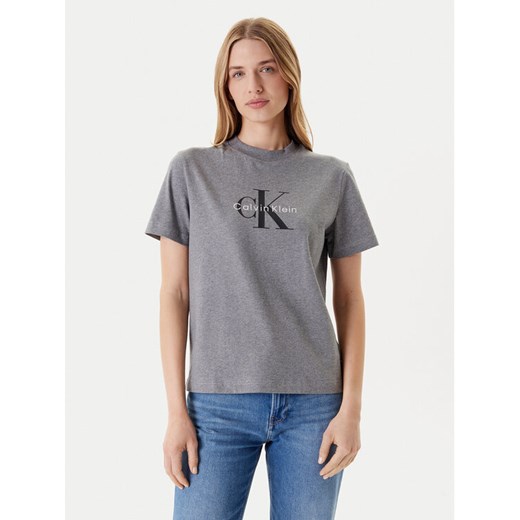 Calvin Klein Jeans T-Shirt Hero Classic LV047B865G Szary Regular Fit ze sklepu MODIVO w kategorii Bluzki damskie - zdjęcie 184169674