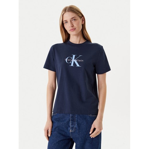 Calvin Klein Jeans T-Shirt Hero Classic LV047B865G Granatowy Regular Fit ze sklepu MODIVO w kategorii Bluzki damskie - zdjęcie 184169681