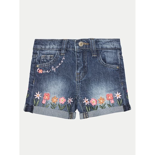 Guess Szorty jeansowe K5GD02 D45E0 Niebieski Regular Fit ze sklepu MODIVO w kategorii Spodenki dziewczęce - zdjęcie 184169691