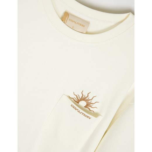 Biały t-shirt męski Coalition z krótkimi rękawami na wiosnę