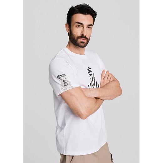 T-shirt męski biały z krótkimi rękawami 