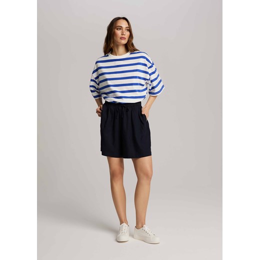 Bluzka damska Diverse casual z okrągłym dekoltem z krótkim rękawem
