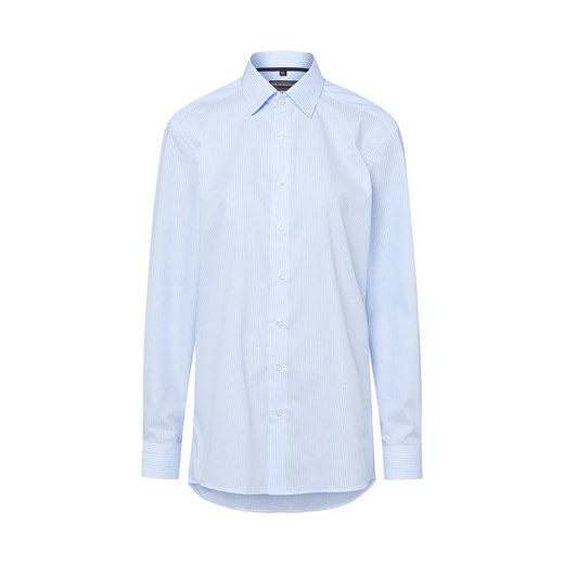 Finshley & Harding Męska koszula biznesowa - Easy Care Mężczyźni Modern Fit Bawełna jasnoniebieski w paski ze sklepu vangraaf w kategorii Koszule męskie - zdjęcie 184182251