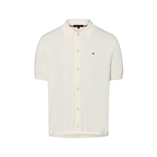 Tommy Hilfiger Męska koszula z dzianiny Mężczyźni Bawełna écru jednolity ze sklepu vangraaf w kategorii Swetry męskie - zdjęcie 184182260