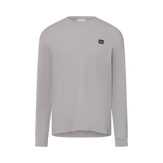 Calvin Klein Jeans Męska koszula z długim rękawem Mężczyźni szary jednolity ze sklepu vangraaf w kategorii T-shirty męskie - zdjęcie 184182272
