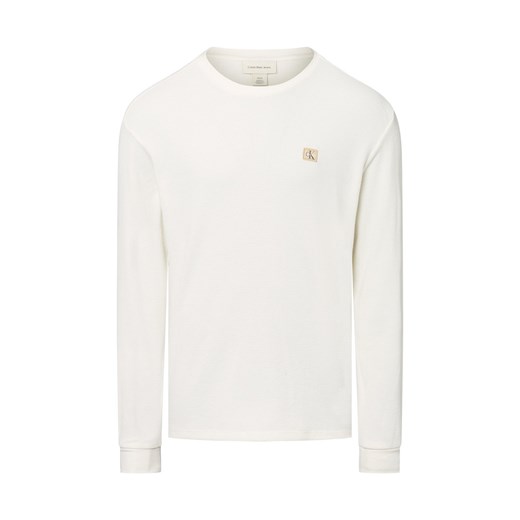 Calvin Klein Jeans Męska koszula z długim rękawem Mężczyźni écru jednolity ze sklepu vangraaf w kategorii T-shirty męskie - zdjęcie 184182273