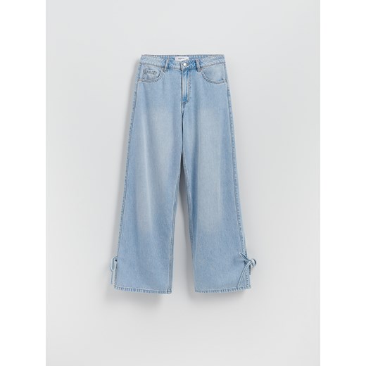Reserved - Jeansy wide leg z kokardkami - niebieski ze sklepu Reserved w kategorii Jeansy damskie - zdjęcie 184182680
