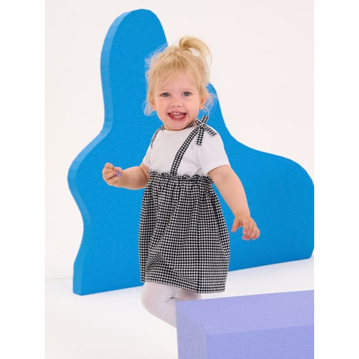 Sinsay - Sukienka w kratę z koszulką basic - biały Sinsay 74 (6-9 m) Sinsay