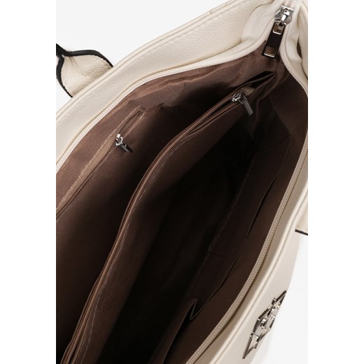 Beżowa Torebka Typu Shopper z Paskiem Crossbody Zdobiona Aplikacją Idaniela Renee ONE SIZE promocja renee.pl
