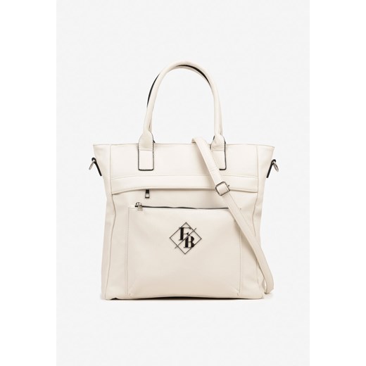 Beżowa Torebka Shopperka z Metaliczną Aplikacją i Dodatkowym Paskiem na Ramię Idalenna ze sklepu born2be.pl w kategorii Torby Shopper bag - zdjęcie 184184532