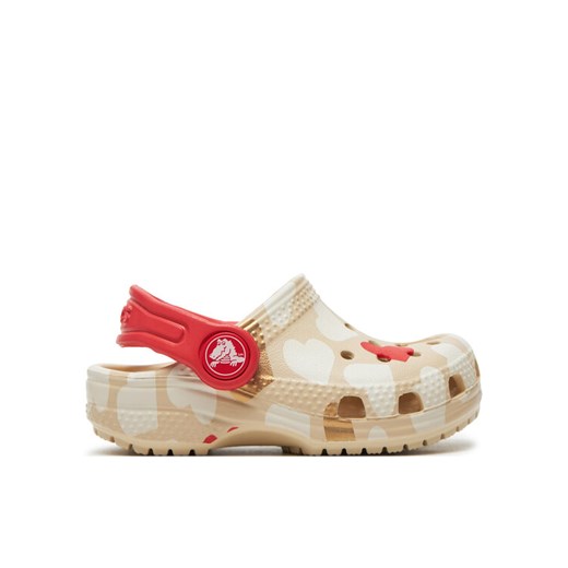 Klapki Crocs Classic Heart Print Clog T 206832 Beżowy ze sklepu eobuwie.pl w kategorii Klapki dziecięce - zdjęcie 184184583