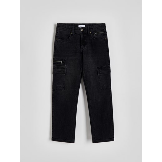 Reserved - Jeansy regular cargo - czarny Reserved 31 Reserved promocja