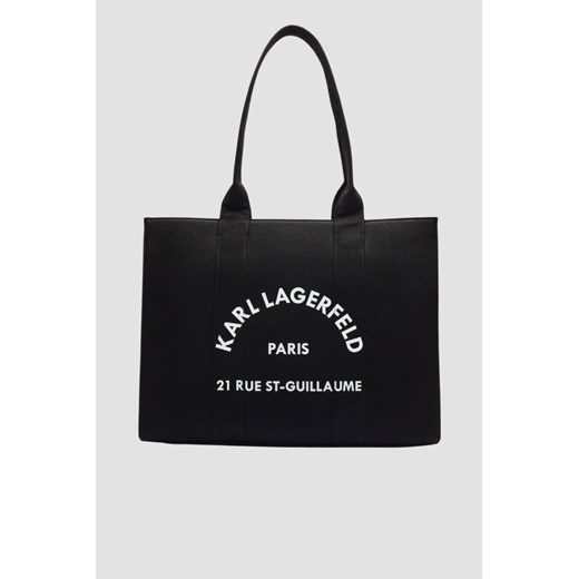KARL LAGERFELD Czarna bawełniana shopperka damska ze sklepu outfit.pl w kategorii Torby Shopper bag - zdjęcie 184185412