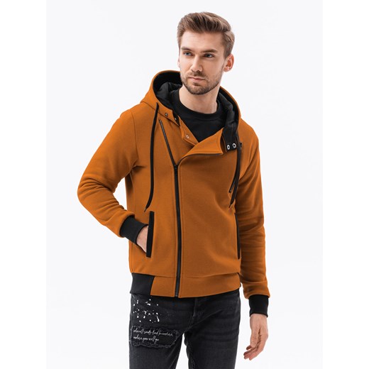 Bluza męska rozpinana z kapturem - ruda B297 ze sklepu ombre w kategorii Bluzy męskie - zdjęcie 184186182