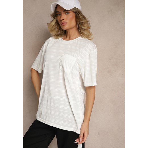 Jasnobeżowa Koszulka T-shirt z Naszytą Kieszonką TLanitra ze sklepu renee.pl w kategorii Bluzki damskie - zdjęcie 184186543