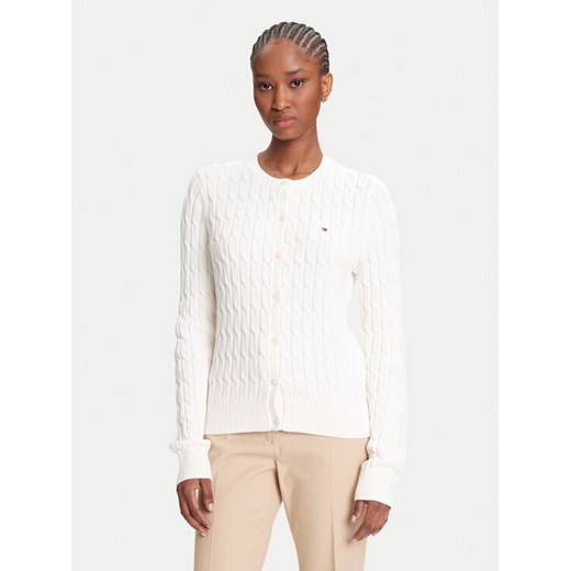 Tommy Hilfiger Kardigan WW0WW46514 Écru Regular Fit ze sklepu MODIVO w kategorii Swetry damskie - zdjęcie 184187370