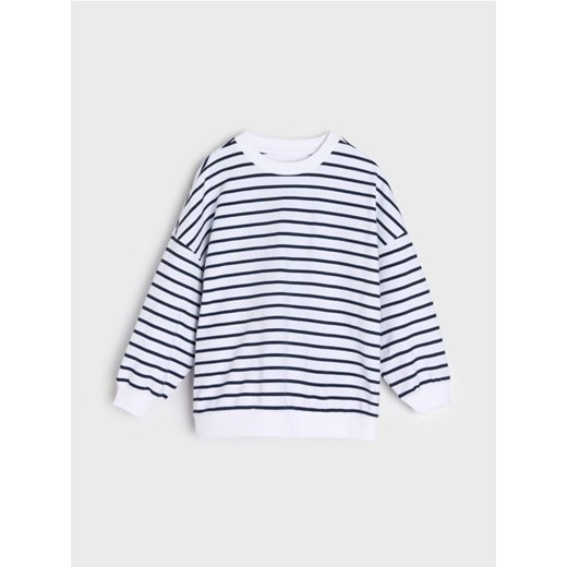Sinsay - Bawełniana bluza w paski - kremowy ze sklepu Sinsay w kategorii Bluzy chłopięce - zdjęcie 184190632
