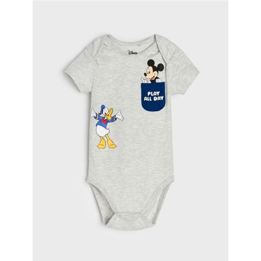 Sinsay - Body z krótkim rękawem Mickey Mouse - szary Sinsay 68 (3-6 m) Sinsay