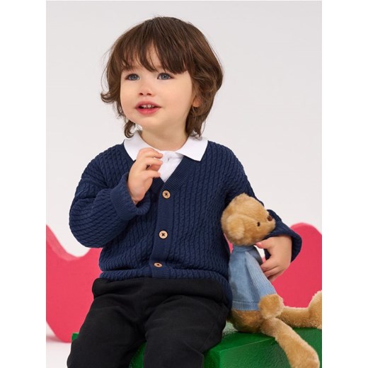 Sinsay - Sweter w serek zapinany na guziki - granatowy ze sklepu Sinsay w kategorii Bluzy i swetry - zdjęcie 184190802