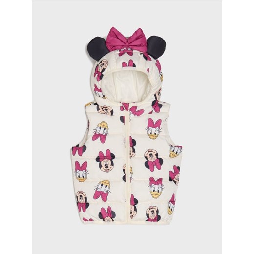 Sinsay - Pikowana kamizelka z kapturem z elementami 3d Minnie Mouse - kremowy - id: 995EO-01X - marki Sinsay - 184190960 Sinsay - Pikowana kamizelka z kapturem z elementami 3d Minnie Mouse - kremowy ze sklepu Sinsay w kategorii Kamizelki dziewczęce - zdjęcie 184190960