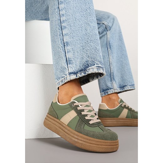 Zielone Sneakersy w Stylu Kultowych Tenisówek na Grubej Podeszwie Nanniris ze sklepu renee.pl w kategorii Buty sportowe damskie - zdjęcie 184192910